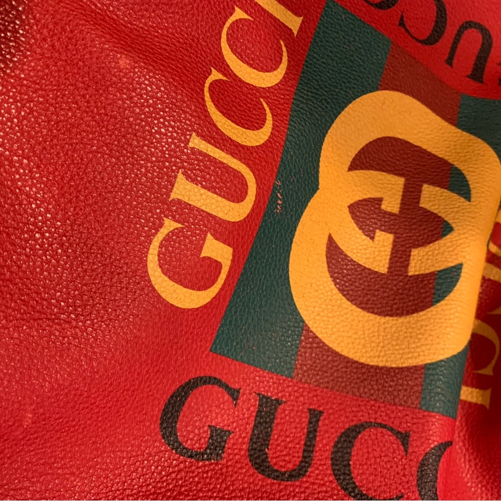 Gucci Red Leather Drawstring Bag - image 6